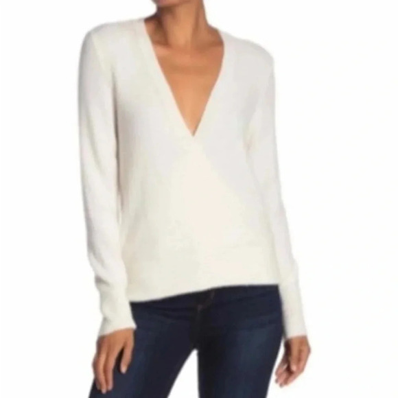 Madewell Wrap Front Merino Wool Alpaca Blend Sweater Cream Size S - Picture 1 of 7